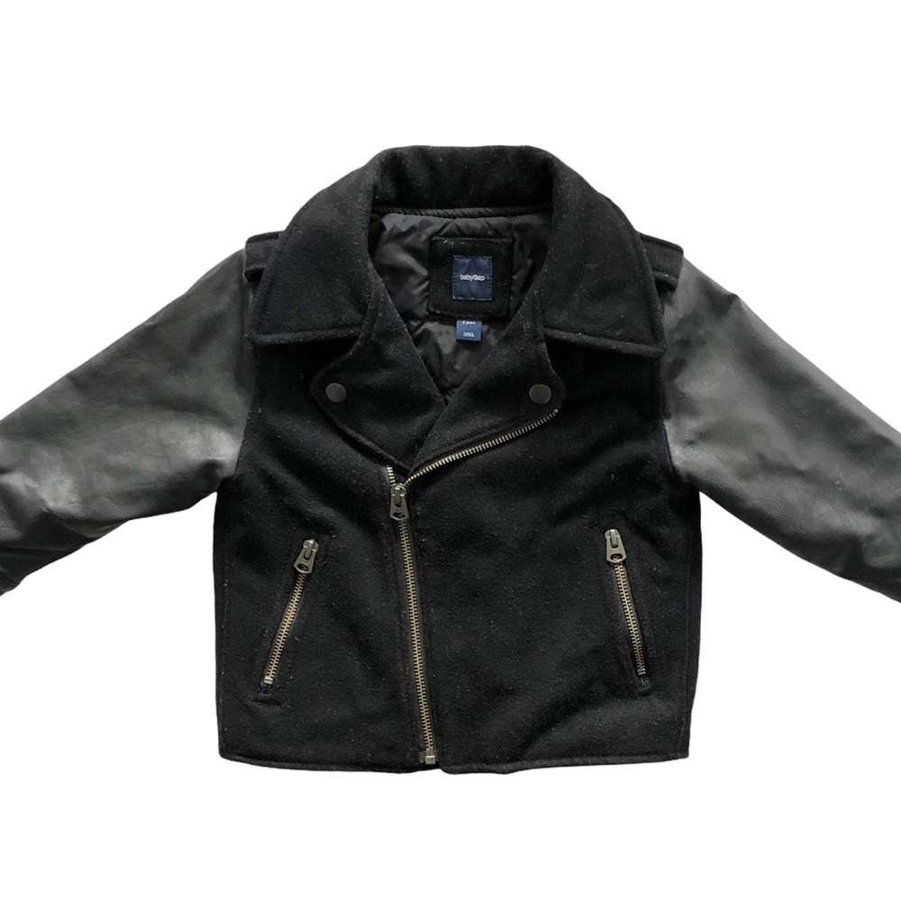 Gap Kids Black Wool Moto Jacket